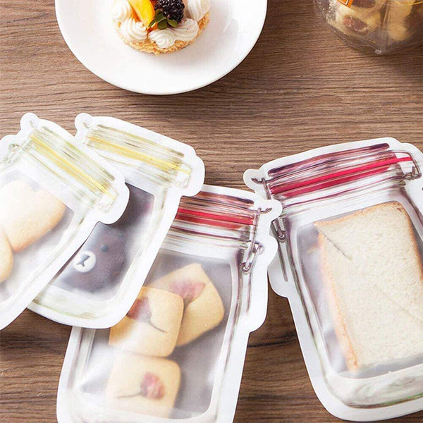 Mason Jar Reusable Style Pack Food Washable Storage Bags PE Stand Pouch Bag