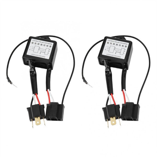 2Pcs H4 LED Reversed Polarity Converter Positive Negative Switch Harness Adapter