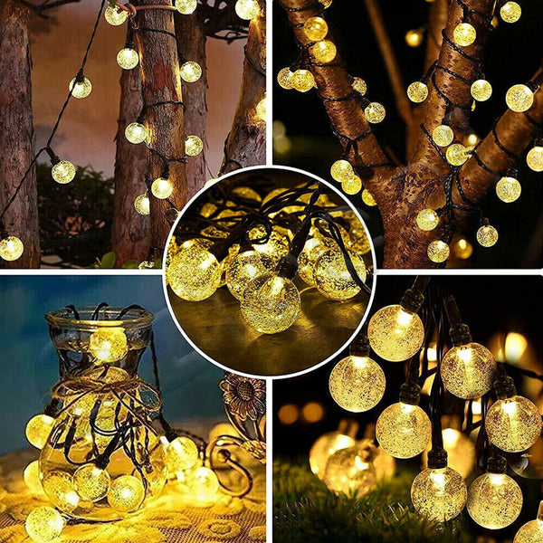 100/200LED Solar Globe String Lights Fairy Festoon Outdoor Garden Party Decor AU