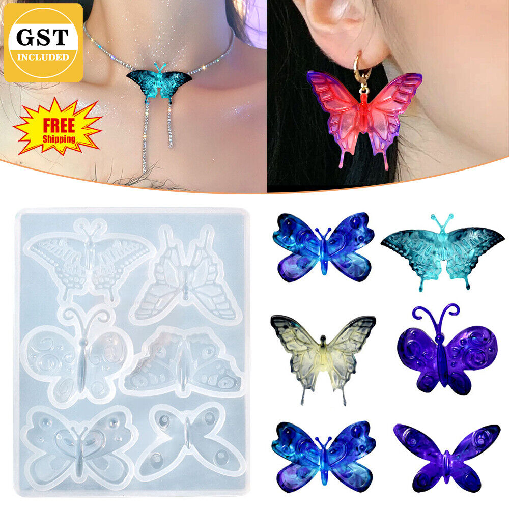 2x Butterfly Silicone Mould Epoxy Resin Casting Pendant DIY Earrings Jewelry