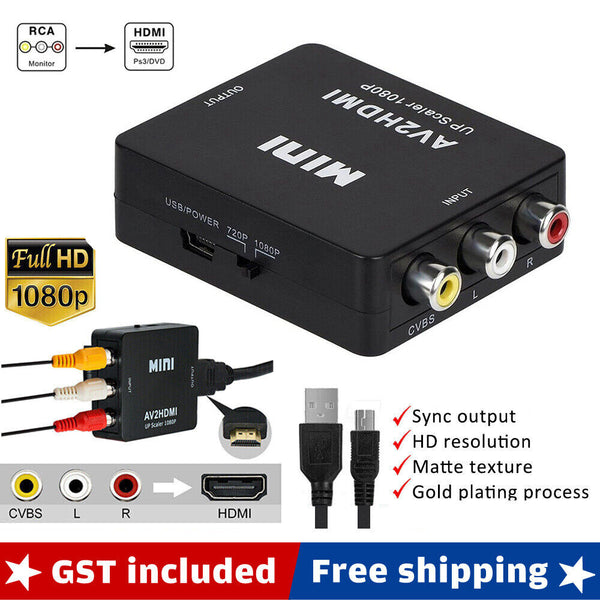 1080p AV to HDMI AV2HDMI Composite RCA CVBS 3RCA Video Cable Converter Upscaling