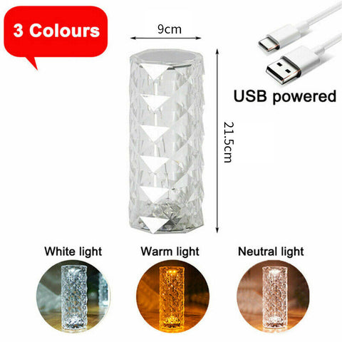 1/2PCS 3/16 Color Crystal LED Light Table Lamp Rose Diamond Touch Lamp with USB