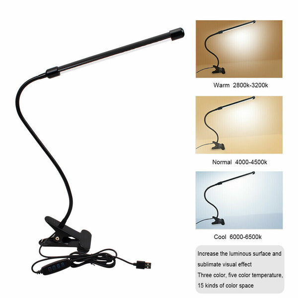 Clip On Desk Lamp Table Light Bedside Night Reading Led Eye Care USB Dimmable AU