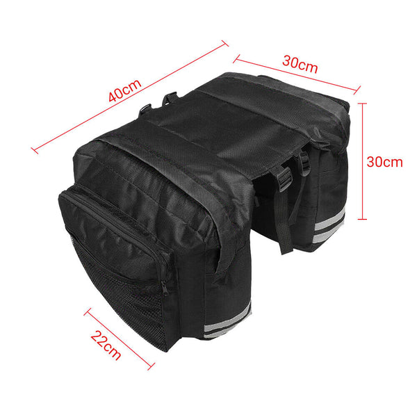 1-3x 25L Bike Bicycle Rear Rack Pannier Bag Waterproof Seat Box Zipper Camping