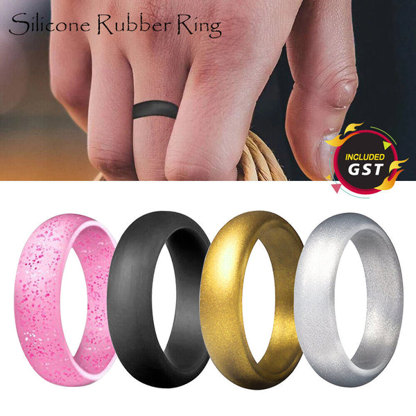 Silicone Rubber Wedding Round Band Ring Flexible Comfortable Work Sport Gym 6MM