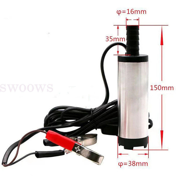 12V Diesel Fuel Pump Car Auto Aluminium Submersible Transfer Vessel Water Oil