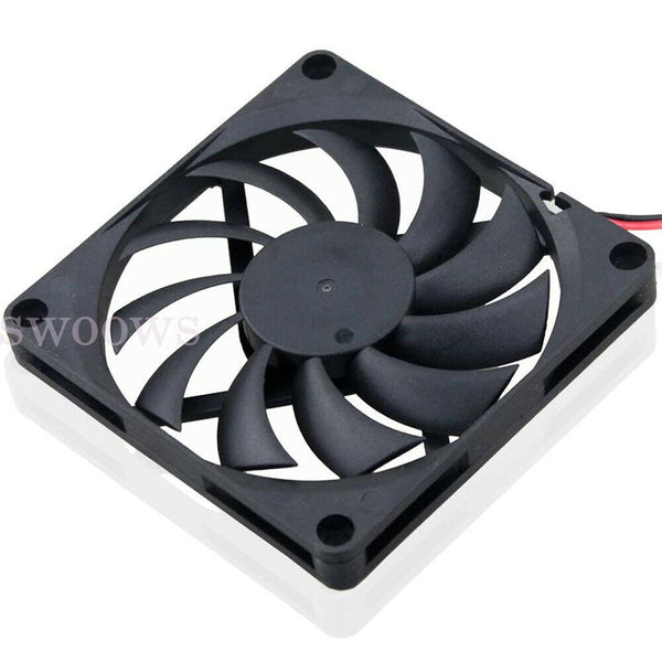 2x 80x80x10mm DC 12V Brushless Silent Computer PC Case Cooling Cooler Fans Black