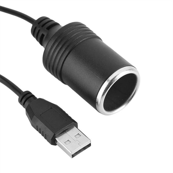 USB Port To 12V Car Cigarette Lighter Female Socket Converter Adapter Cable Cord