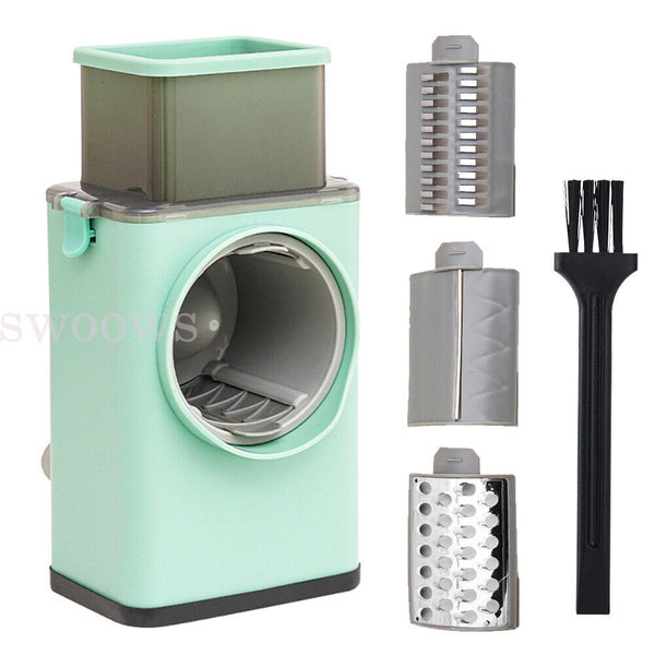 Kitchen Vegetable Food Manual Rotary Drum Grater Chopper Slicer Cutter Shredder