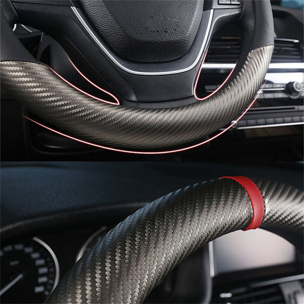 38cm Car Steering Wheel Cover Leather Breathable Anti slip Auto Protection Black