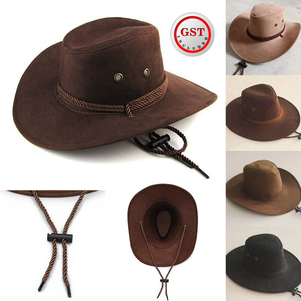 Cowboy Hat Unisex Faux Leather Sunhat Wild Brim Panama Hat Visor Hats Fashion AU