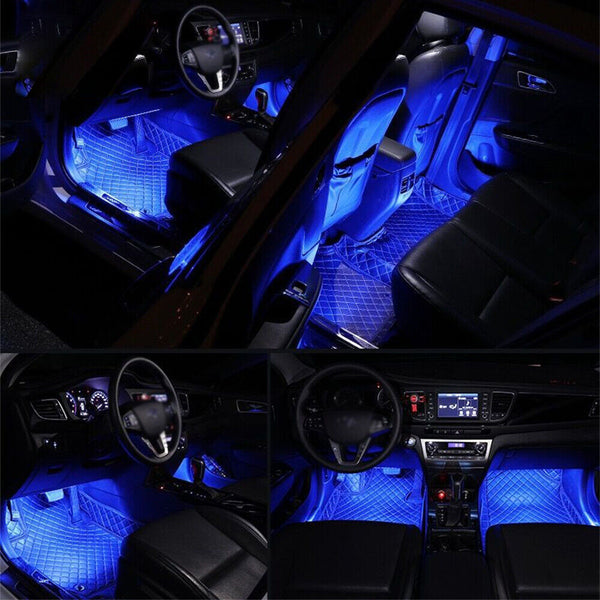 4X 12LED Car Interior Footwell RGB Bluetooth Phone LED Light Strip USB APP AU