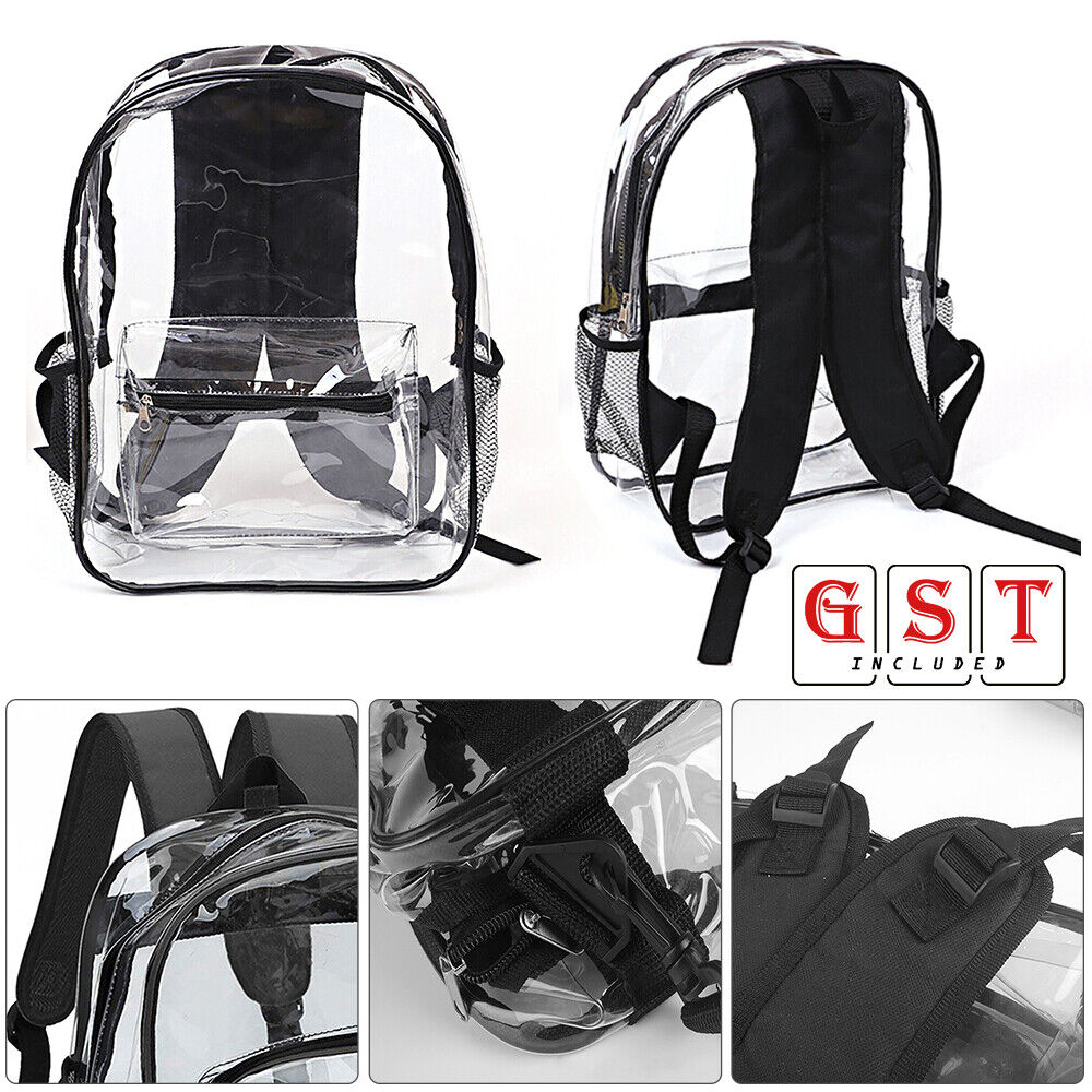 Transparent Backpack Bag Clear PVC Travel Shoulder Bag School Bag Strap Book Bag