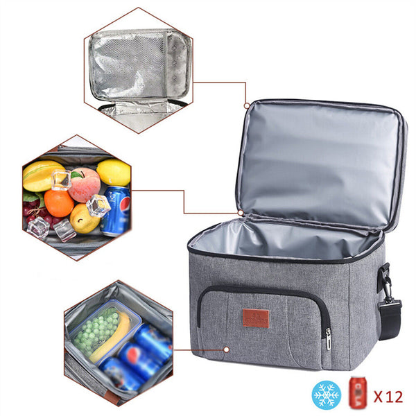 Outdoor Portable Lunch Bag Thermal Insulated Food Container Cooler Bag26x19x21CM