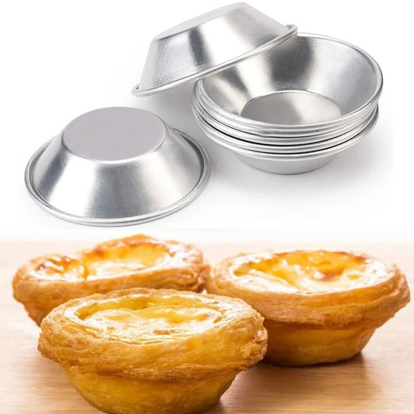 Egg Tart Mould Cake Tins Set Cups Circular Pie Mold Plate Baking Non-Stick Up30x