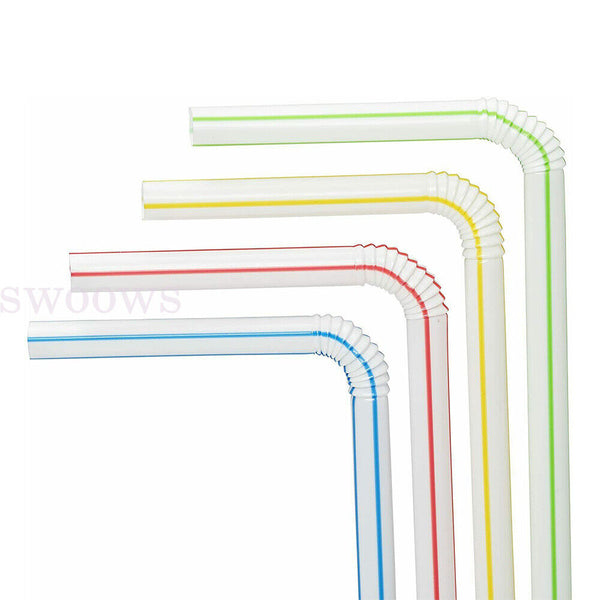 100pcs Colorful Bendable Drinking Straws Disposable Plastic Party Straws