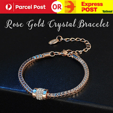 Womens Trendy Rhinestone Rose Gold Crystal Bracelet Jewelry Modern