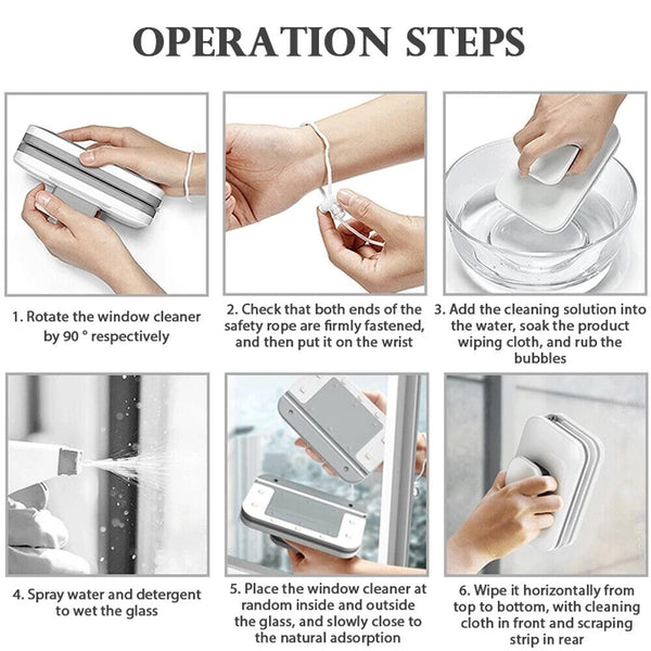 Magnetic Window Cleaner Glass Brush Wiper Washing Double Side Cleaning Tools AU