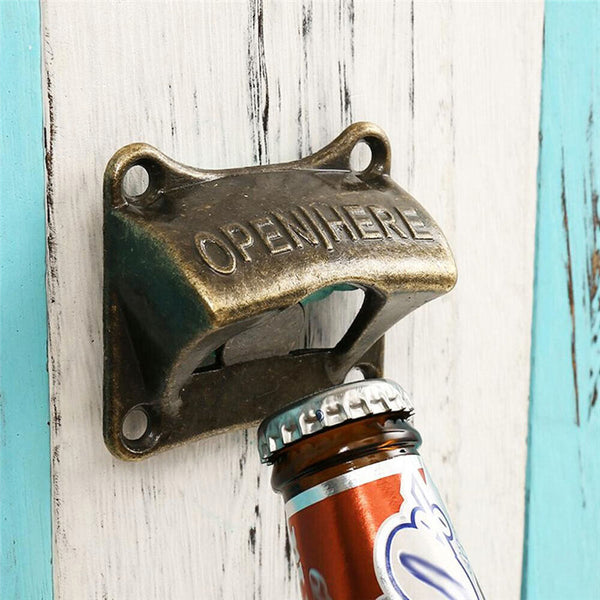 Metal Wall Mounted Bottle Opener Beer Cider Sparkling Crown Cap Barware