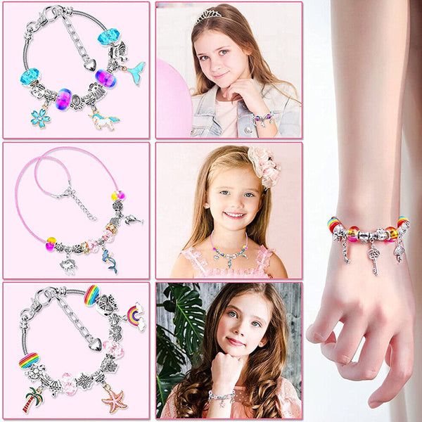 Beads Jewellery Charms Pendant Set DIY Craft Girls Kids Gift Bracelet Making Kit