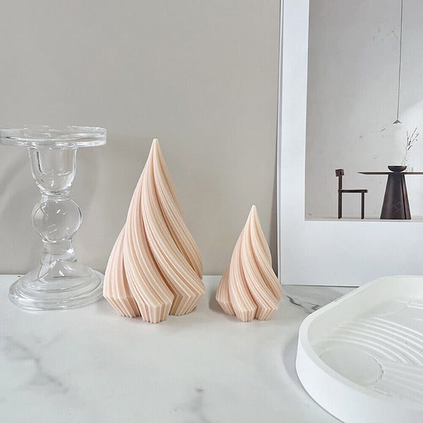 DIY Art 3D Silicone Candle Make Moulds Cone Soap Wax Plaster Candles Mold Decor