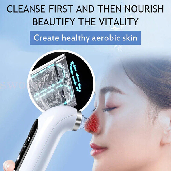 Vacuum Blackhead Remover Facial Skin Pore Acne Pimple 6 Sucker Cleaner Machine