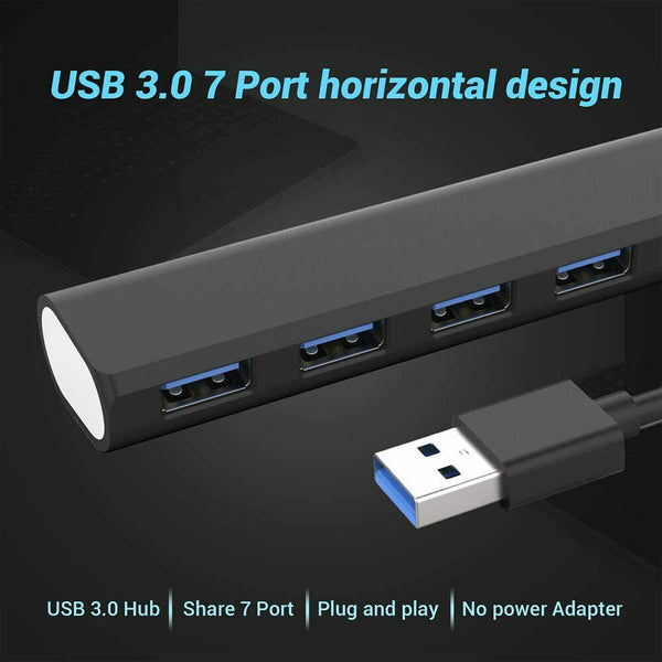 Multi USB 3.0 Hub 7-Port High Speed 5Gbps Slim Compact Expansion Smart Splitter