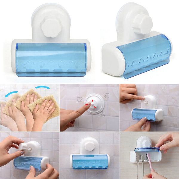 Toothbrush Holder Wall Mount Stand Tooth brush Holder Hooks Suction Cup Bathroom