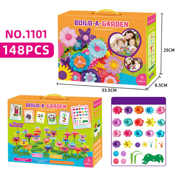 46/98/148PCS Flower Garden Building Toys Children DIY  Build Bouquet Sets Gift