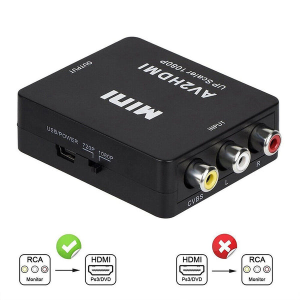 AV to HDMI AV2HDMI Composite RCA CVBS 3RCA Video Cable Converter 1080p Upscaling