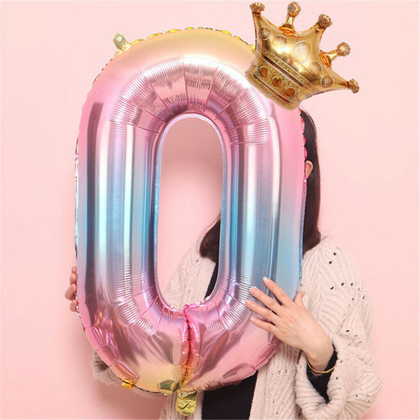 Crown Number Foil Balloons Number Ballon Happy Birthday Party Decoration 32 Inch