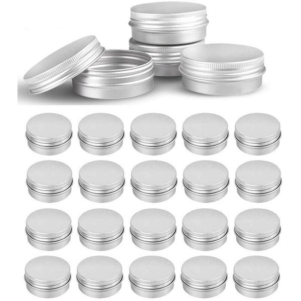 50/100pcs Durable Silver Aluminum Cosmetic Pot Lip Balm Jar Containers Empty Tin