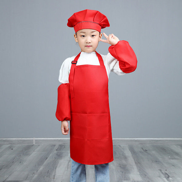 Unisex Kids Boys Girls Adjustable Apron Kitchen Cooking Wear Pocket Washable AU