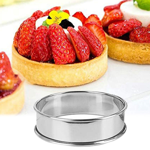 4PCS Tart Rings Perforated Mousse Cake Mold Pastry Mould Baking Circle Cutter AU