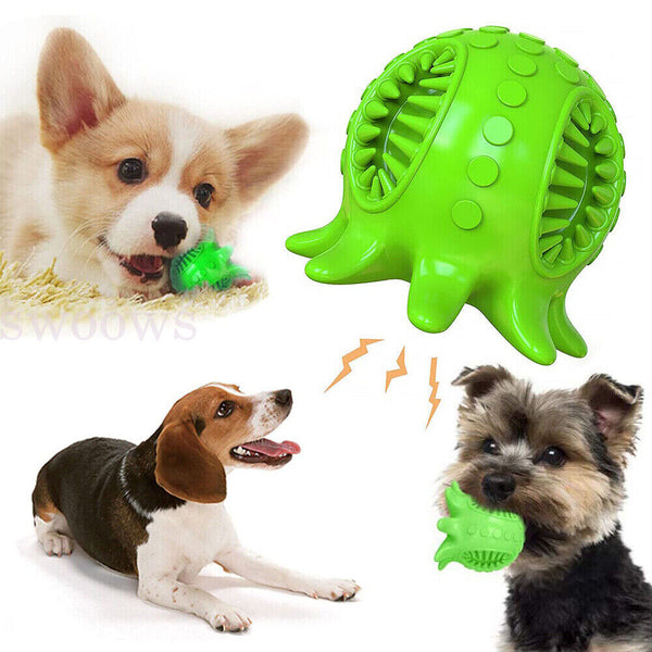 Squeaky Dog Tooth Cleaning Chew Ball Durable Rubber Tough Toys For Dogs AU New