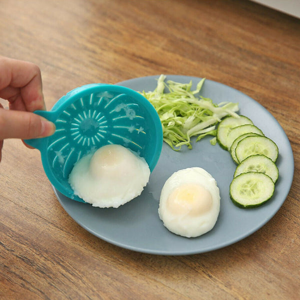 1/2xDraining Egg Boiler Set Edible Silicone Double Microwave Egg PoacherCookware