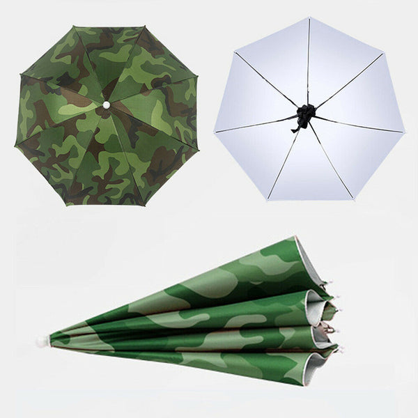 Sun Umbrella Hat Outdoor Rain Foldable Golf Fishing Camping Headwear Head Cap AU