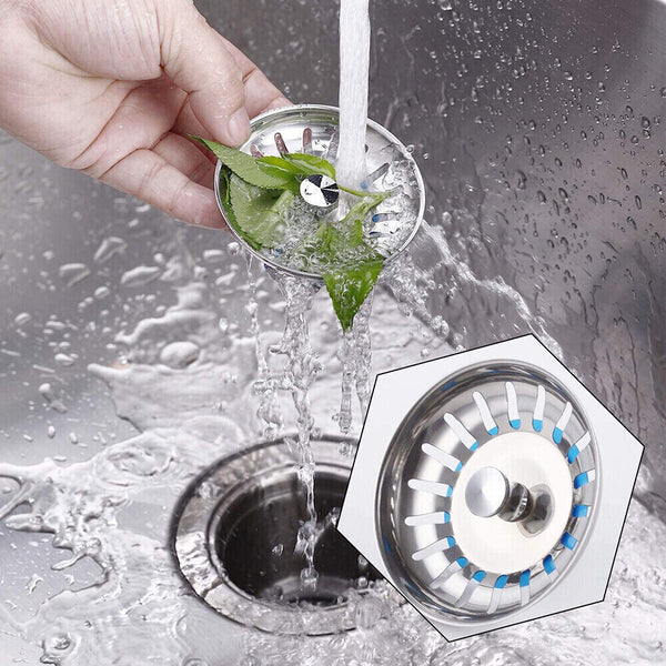 2PCS Stainless Steel Kitchen Sink Strainer Plug Waste Drain Stopper Filter