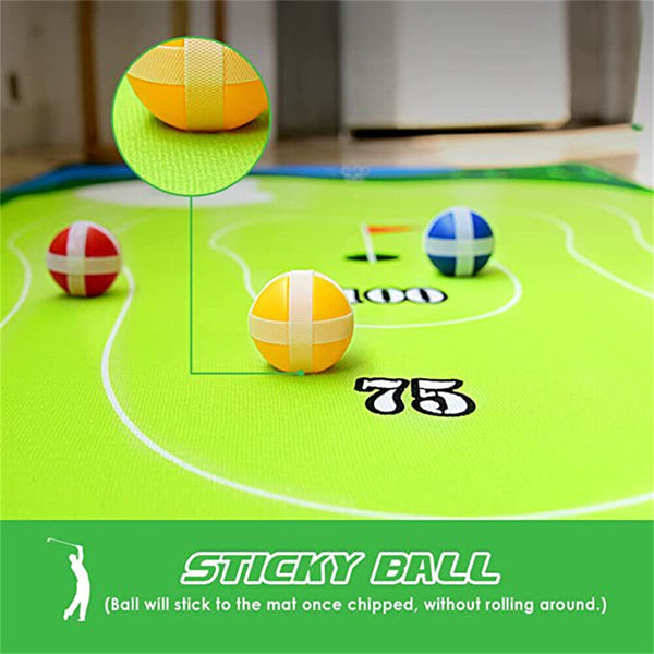 The Indoor Casual Golf Game Set Chipping Golf Game Mat with 16 Grip Golf Balls