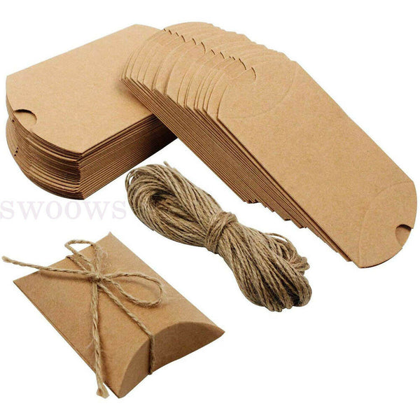 50pcs Xmas Candy Gift Box Bag Pillow Favor Kraft Paper Gift Favour Wedding Party