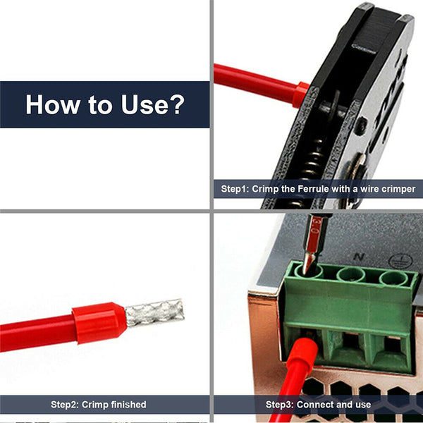 1200PCS Cable Cord Pin End Bootlace Ferrule Terminal Wire Crimp Connector Kits