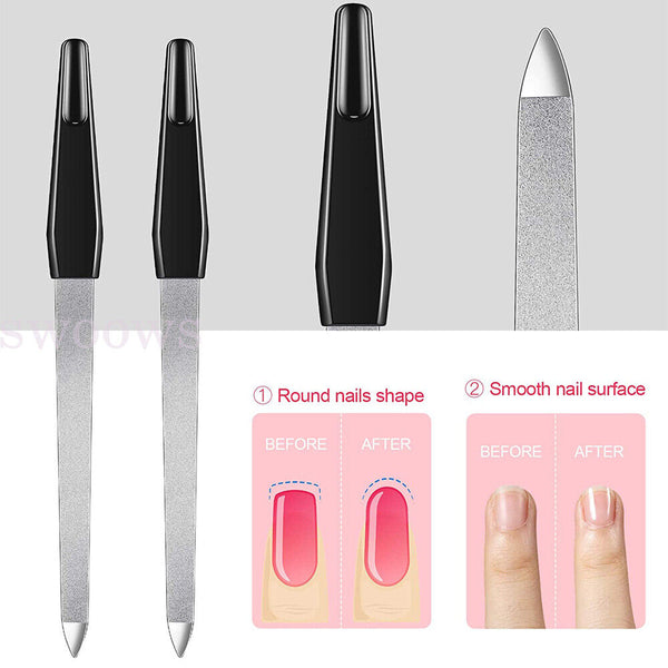 5/10pcs Dual Sided Stainless Steel Metal Nail File Art Pedicure Manicure Tool