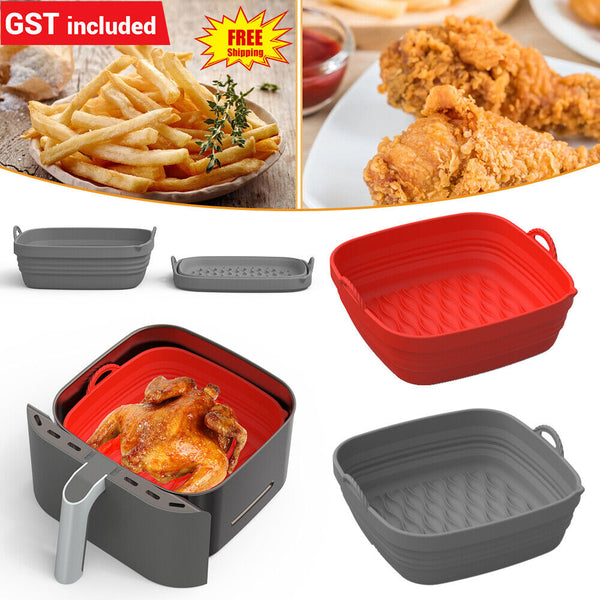 1/2PCS Silicone Pot Basket Liner Non-Stick Baking Tray Reusable FOR Air Fryer