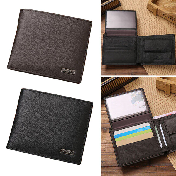 1/2PCS Mens Leather Wallet Cowhide Coin Purse Wallet Multiple Card Slots New AU