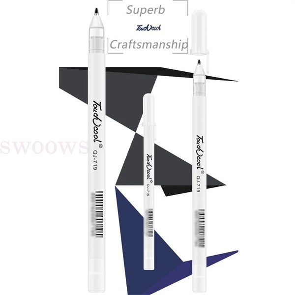 3Pcs White Gel Ink Marker Pen Drawing Art Fine Tip Sketching Painting Tool 0.8mm