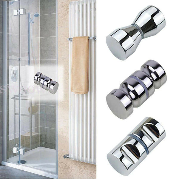 Stainless Steel Back-to-Back Glass Door Knob Puller Push Handle Bathroom Shower