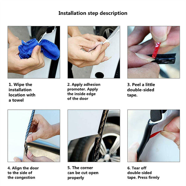 5M Carbon Fibre Car Door Anti Collision Strip Bumper Trim Edge Scratch Protector