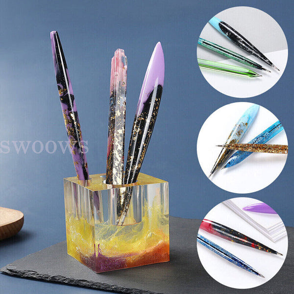 28pcs Silicone Epoxy Resin Mould Ballpoint Pen Mold Casting Jewelry Making DIY