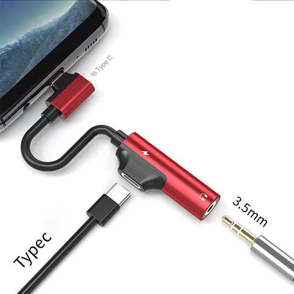 Type-C To 3.5mm And Charger 2 In 1 Headphone AUX Audio Jack USB C Cable Adapter