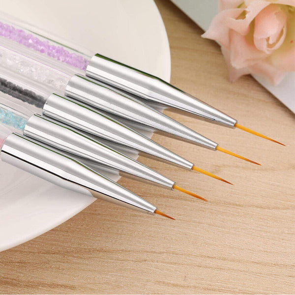 5/10 Nail Art Liner Brushes Dual-ended Fine Line 3D Drawing Dotting Brush Set